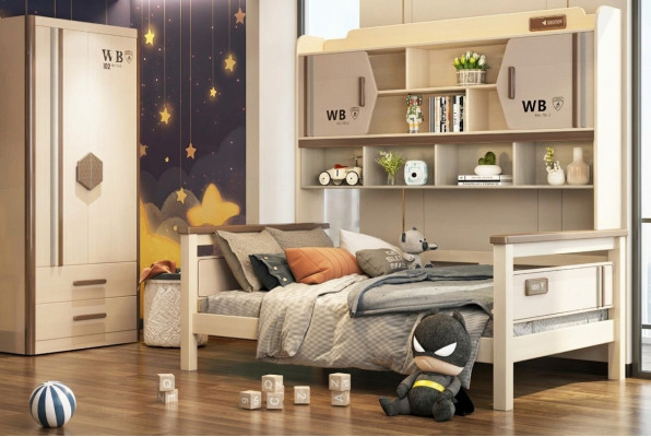 Kinderkamer 2-delige set hoogslaper kledingkast hoogglans tienerkamer meubels nieuw