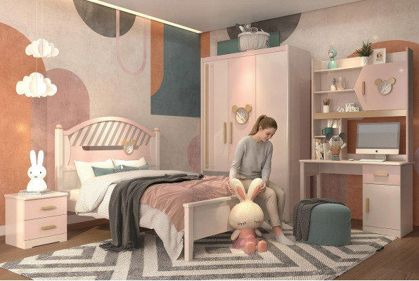Kinderkamer jeugdkamer slaapkamer meubel compleet set nachtkastje nieuw 4-delig