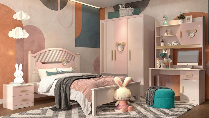 Kinderkamer jeugdkamer slaapkamer meubel compleet set nachtkastje nieuw 4-delig