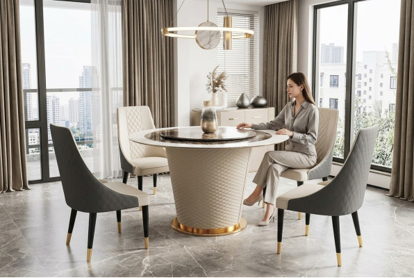 Marmeren eettafel Moderne eetkamer Woonkamer Keuken Tafels Design Tafel Rond Nieuw