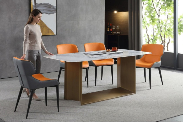 Luxe tafels eettafel roestvrijstalen meubels zuil tafel marmer stijl eettafels metaal