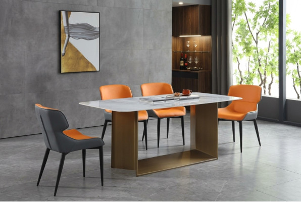Luxe tafels eettafel roestvrijstalen meubels zuil tafel marmer stijl eettafels metaal