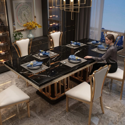 Luxe moderne marmeren stijl eettafel meubels tafels eetkamer design keuken.