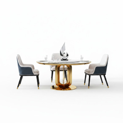 Luxe ronde tafel, ronde ontwerptafels, roestvrijstalen meubels, eettafel, eettafels nieuw