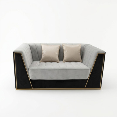 Luxe sofa 2-zits meubeldesign bekleding zwart textiel fluweel bankstellen banken