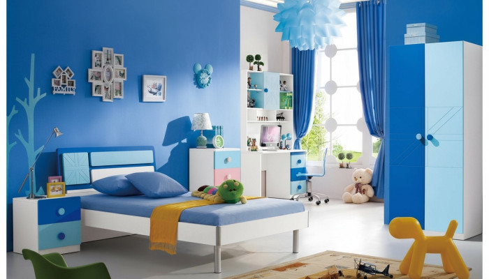 Kinderkamer set Bed Kledingkast Moderne jeugd slaapkamer Nieuwe 4-delige set.