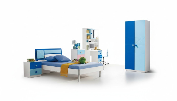 Kinderkamer set Bed Kledingkast Moderne jeugd slaapkamer Nieuwe 4-delige set.