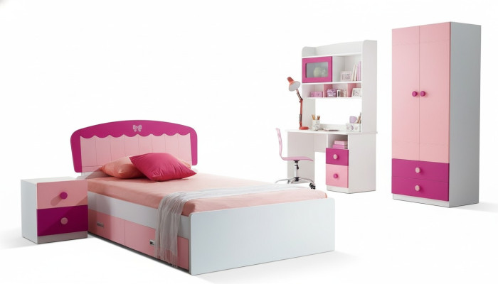 Tafel Bed Kledingkast Ladenkast 4-delige Compleet tienerkamer kinderkamer