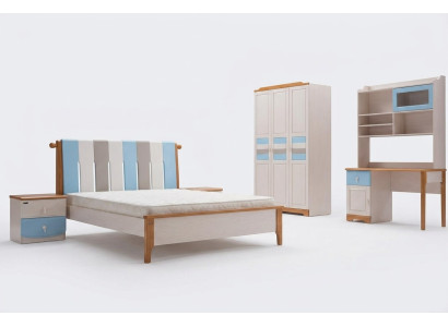 Echt houten bed bureau kast Nieuwe 5-delige complete set houten slaapkamer