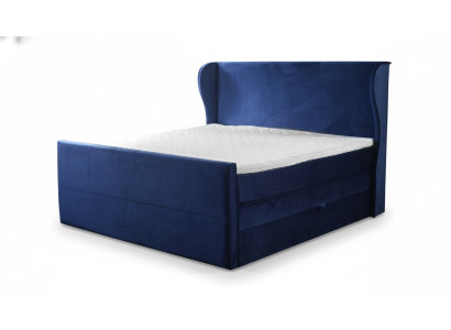 Designer-tweepersoonsbed in moderne stijl met minimalistische elementen.