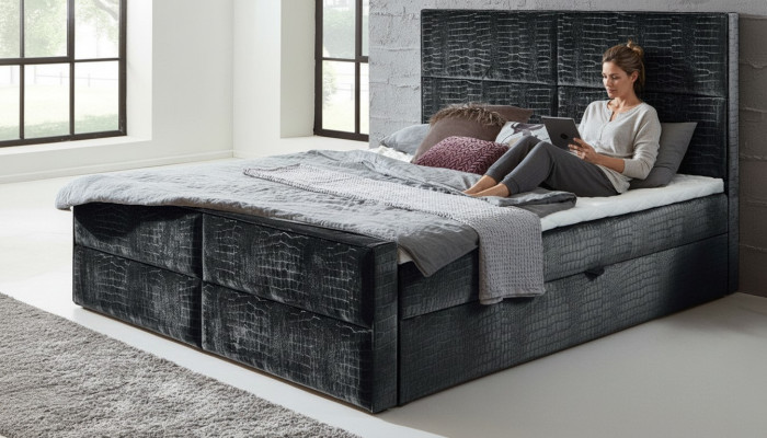 Boxspring Bed Lederen Bed 200x200cm Hotel Tweepersoonsbed Luxe Bedden Modern Nieuw