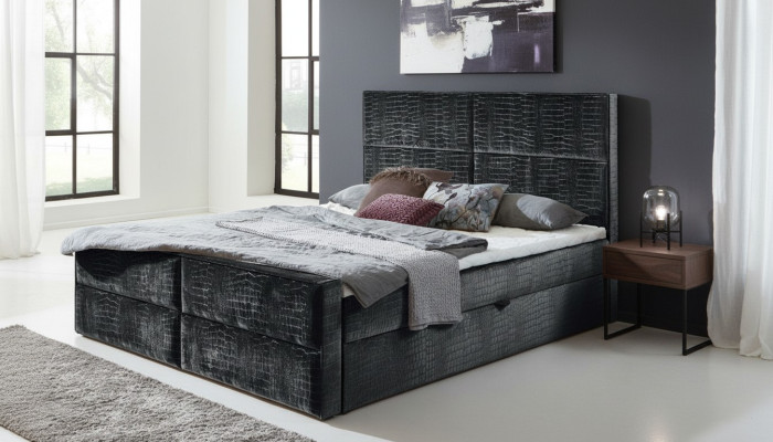 Boxspring Bed Lederen Bed 200x200cm Hotel Tweepersoonsbed Luxe Bedden Modern Nieuw