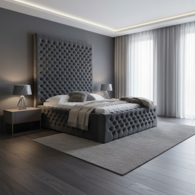 Ontwerper Modern Chesterfield-bed in modern luxueuze stijl met hoog hoofdeinde.
