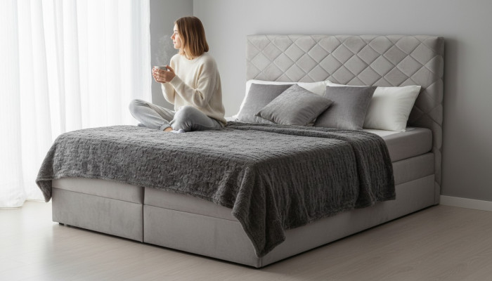 Boxspringbed Lederen bed 180x200cm Hotel Tweepersoonsbed Luxe Bedden Modern Nieuw