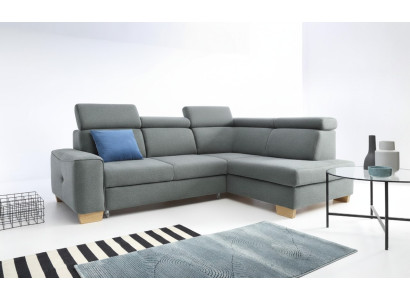 Moderne hoekbank met stoffen bekleding, slaapbank, bank bestellen, bekleding.