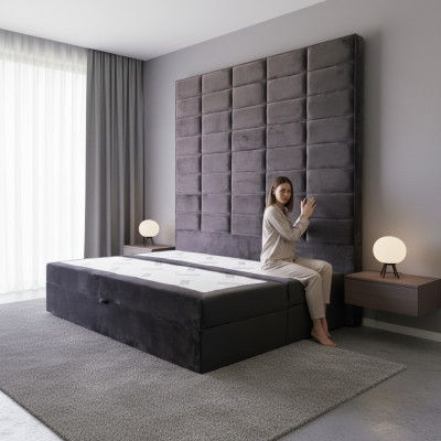 Tweepersoons gestoffeerd bed bruin 180x200 bedden luxe design meubels wandpaneel nieuw.