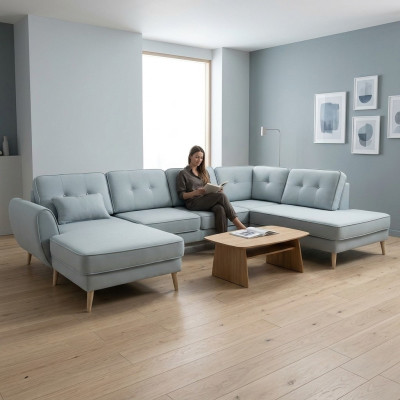Woonkamer meubilair hoekbank textielbank designbank hoekbanken U-vorm moderne bekleding