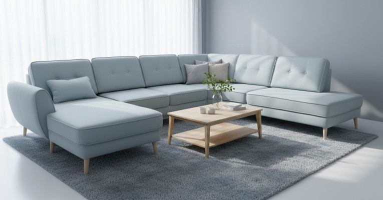 Woonkamer meubilair hoekbank textielbank designbank hoekbanken U-vorm moderne bekleding