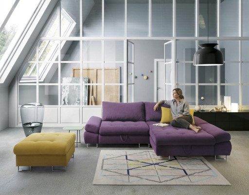 Eleganc L-vormige hoekbank van stof voor de woonkamer, moderne design bankstellen.