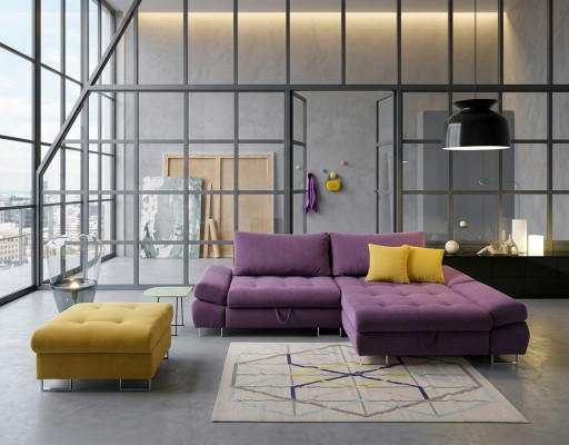 Eleganc L-vormige hoekbank van stof voor de woonkamer, moderne design bankstellen.