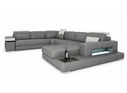 Sofa's Grijs Nieuw Bank U-Vorm Stoffen Bank Woonlandschap Design Modern Leer