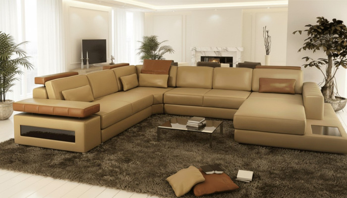 Sofa U-vorm meubel luxe set banken bank luxe designer lederen woonlandschap