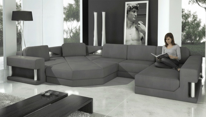 Ontwerp Bank Bekleding Stof Modern Slaap Functie Hoekbank U-vorm Bankstof