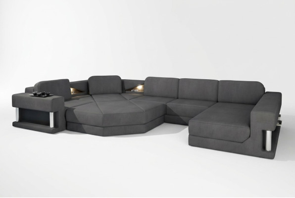 Ontwerp Bank Bekleding Stof Modern Slaap Functie Hoekbank U-vorm Bankstof