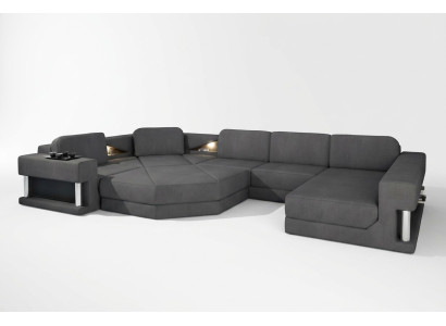 Ontwerp Bank Bekleding Stof Modern Slaap Functie Hoekbank U-vorm Bankstof