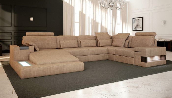 U-vormige gestoffeerde banken, textielontwerp verlichte woonlandschap hoekbank bank sofa