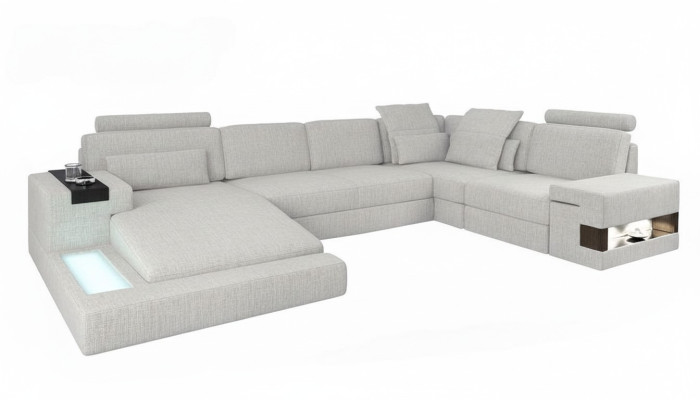 Hoekbank wooneiland bank bank U-vorm gestoffeerde banken textiel design meubels nieuw.
