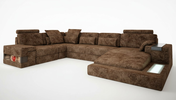 Hoekbank U-vorm Bank Ontwerp Stoffen Bekleding Nieuw Slaapfunctie Bankstel Stof.