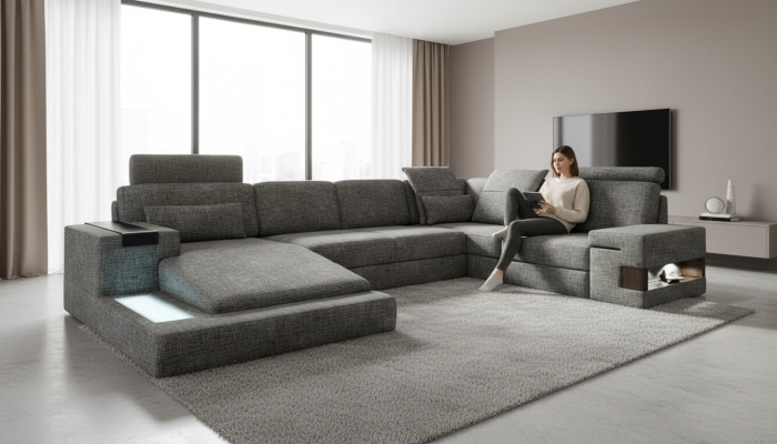 Hoekbank U-vorm Design Moderne Bank Textielbank Bank Woonlandschap Nieuw
