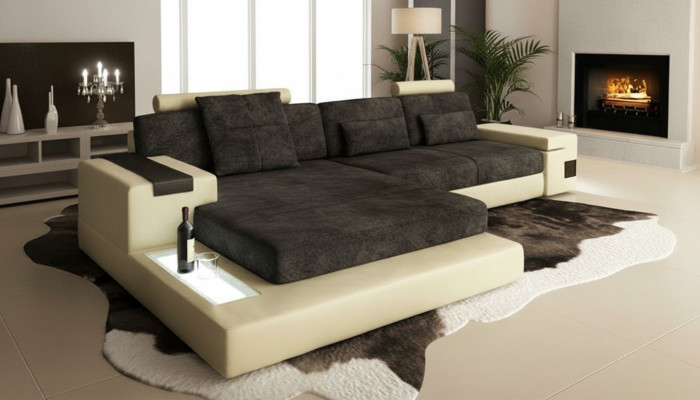 Slaapbank hoekbank woonlandschap hoekbank bekleding hoek zitbank modern L-vormig groot.