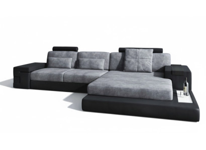 Hoekbank woonkamer L-vorm gestoffeerde bank textiel-leder design NIEUW modern