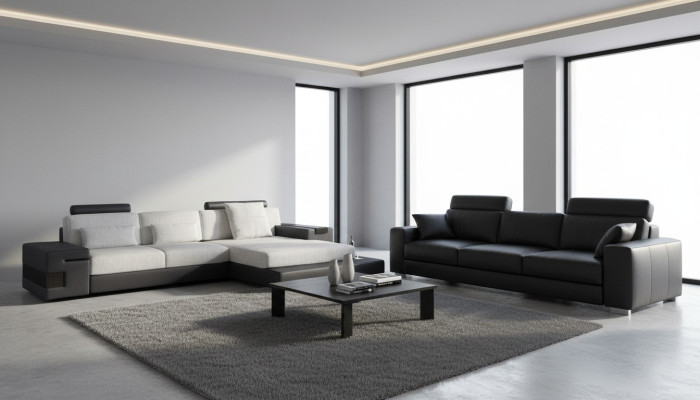 Stof L-vormbank woonkamer hoekbank modern design textiel grote bank modern