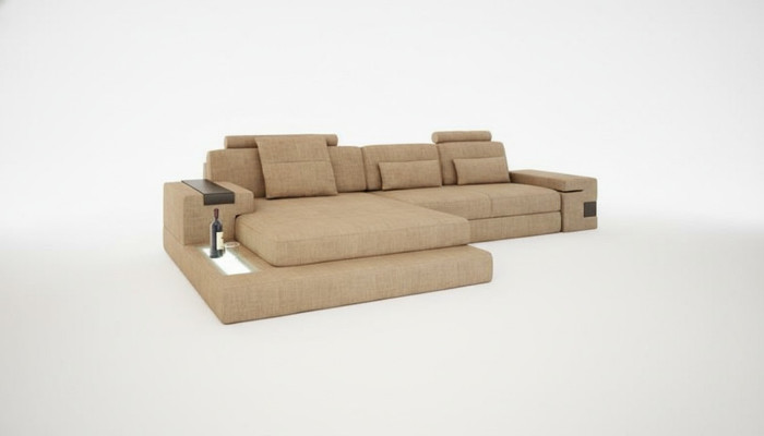 Ontwerp Modern Sofa Stof Bruin Hoekbank L Vorm Bank Woonlandschap Sofa Nieuw.