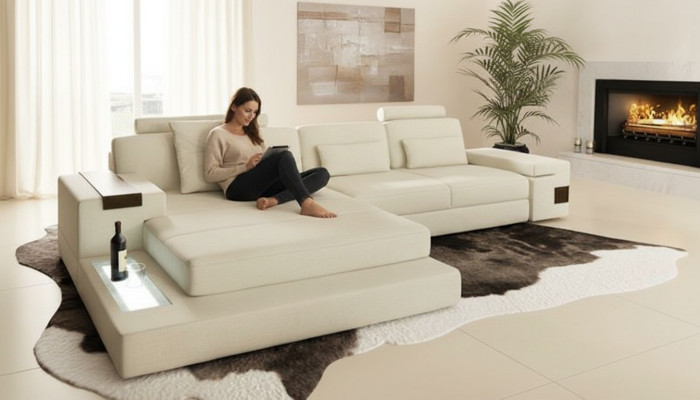 Ontwerp bank bekleding stof leer hoek stof hoekbank L-vorm bank bank