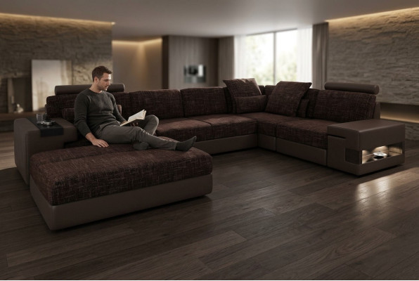 Zit hoekbank L-vorm Modern designerbank met hocker meubel