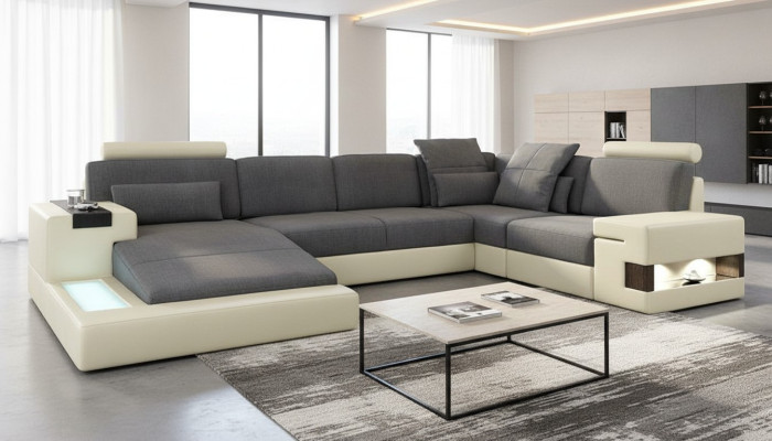 Woonkamer Designerbank Bekleding LederStof Zit Modern Hoekbank U-vorm