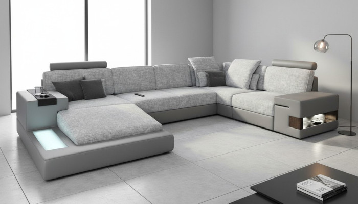 U-vorm meubels bankbed functies bekleding textiel moderne design hoekbank nieuw bankstel