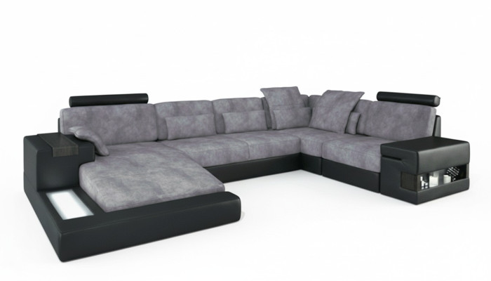 Ontwerper Modern Luxe Textiel Bankstel U-vorm Meubels met bedfunctie grijs NIEUW