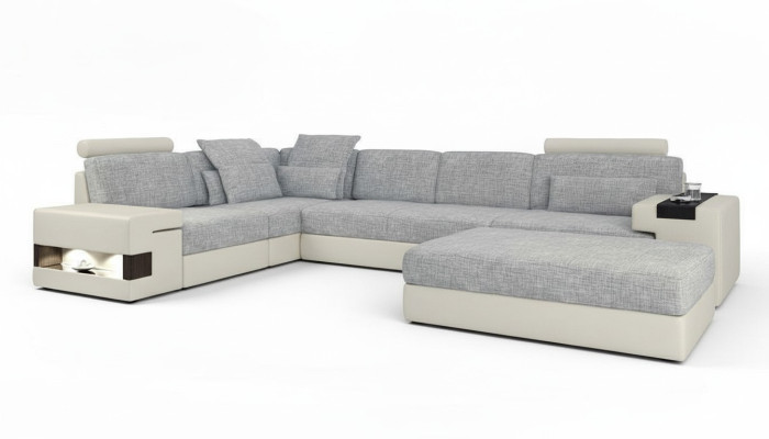 Woonkamer L-vorm Modern Design Bank Bankstel Zithoek met Poef Woonkamermeubels