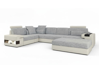 Woonkamer L-vorm Modern Design Bank Bankstel Zithoek met Poef Woonkamermeubels