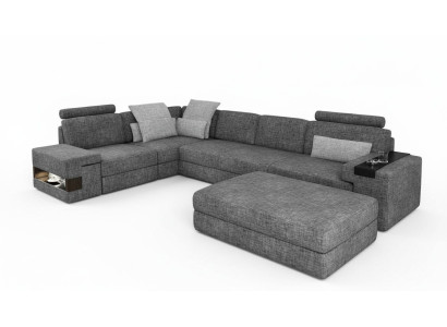 Woonkamer L-vorm modern elegant design bank hoekbank hocker meubels NIEUW