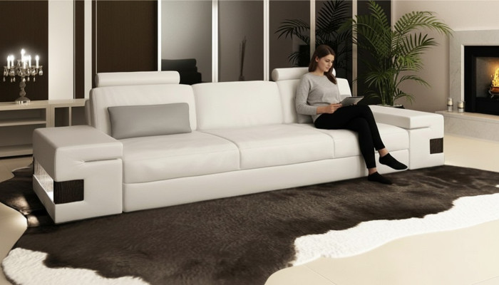 Moderne luxe designerbankstel 3-zits meubel gestoffeerd textiel witte banken xxl grote