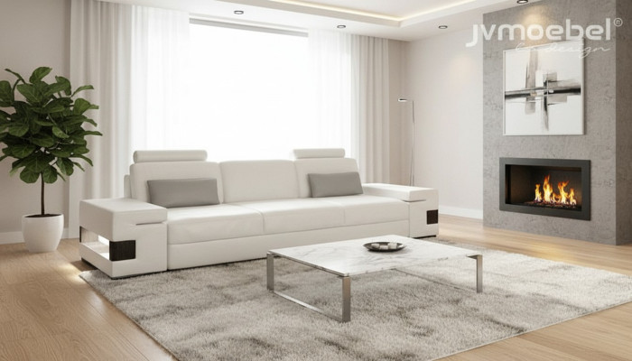 Moderne luxe designerbankstel 3-zits meubel gestoffeerd textiel witte banken xxl grote