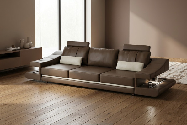 Moderne luxe designbank 3-zits meubels gestoffeerd textiel bruine bankhoek