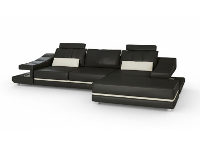 Moderne luxe design bank van leer, 3-zits met hocker voor in de woonkamer of kantoor, NIEUW.