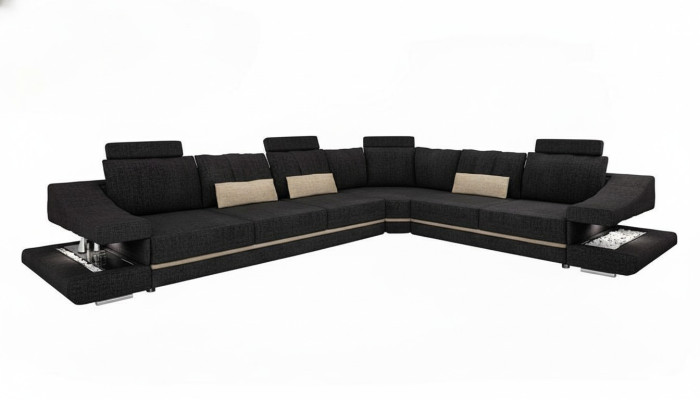 Woonkamer textiel Zwarte bank Bankstel L-vorm Zitschaduw Hoekbank Bank Meubels  Woonkamer textiel Zwarte sofa Bankstel L-vorm Zitzak Hoekbank Bank Meubelen